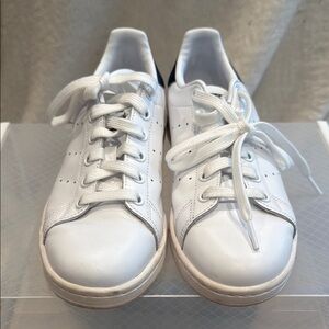 Adidas Stan Smith White and Navy Blue Sneakers